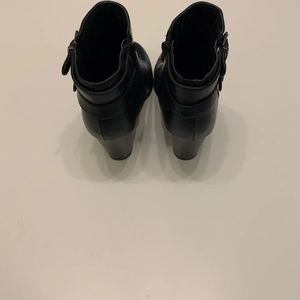 Black leather booties